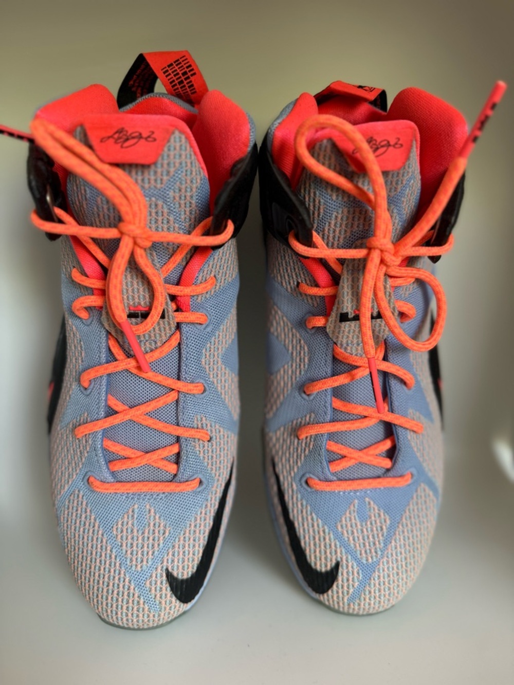 Nike LeBron 12 Easter Boys Basketball Sneakers Gray Orange Black US 6Y EU 38.5